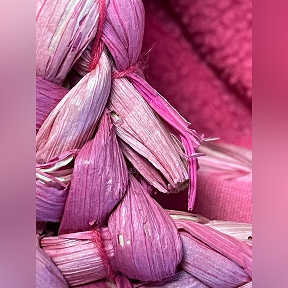 Bijoux Terner’s Straw Pretty in Pink Shopping Beach Basket Tote Handbag Purse - Picture 3 of 7
